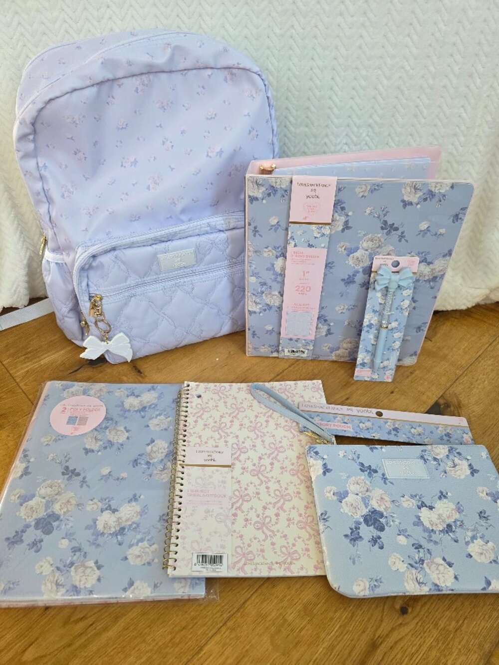 LoveShackFancy Target Blue backpack binder folder Everblooming Rosette Ditsy lot